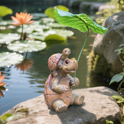 Gartenteich Deko Schildkröte Figur,Schildkröte Gartendeko Für Draußen Wetterfest,Kreativer Schildkröten Teichfiguren Für Außen,Tiere Harz Statue Garten Teiche Deko Für Miniteich Springbrunnen Balkon von Yarteim