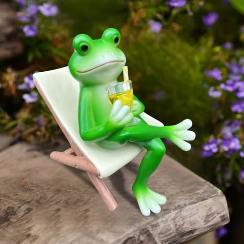 Gartenteich Deko Frosch Figur, Frosch Gartendeko Für Draußen Wetterfest, Frösche Teichfiguren Für Außen, Tiere Harz Statue Garten Deko, Froschfigur Gartenstatue Für Miniteich Garten Balkon von Yarteim