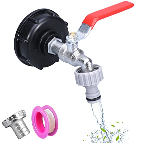 IBC Auslaufhahn, 1000l Wassertank Zubehör Wasserhahn 1/2 Zoll Brass IBC Tank Zubehör IBC Tank Adapter, Gartenschlauch Wassertank Schlauchanschluss Ersatz für IBC von Yarteim