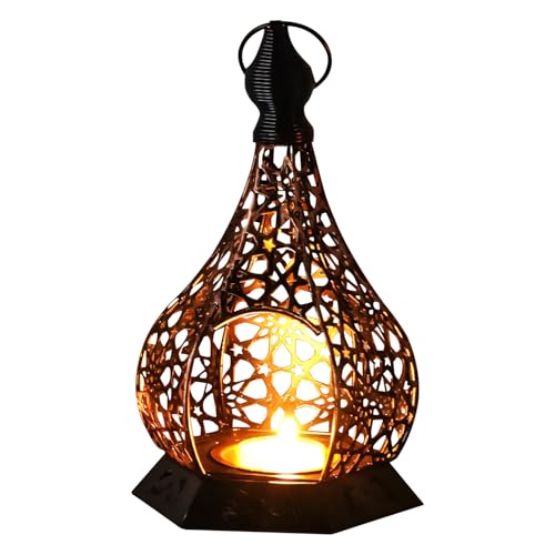 Marokkanisch Stil Dekorative Laternen Metall Teelicht, Orientalische Laterne Kerzenhalter, Metalllaterne Ramadan Dekoration Windlicht für innen und außen, Hochzeiten, Weihnachten von Yarteim