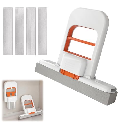 Mini Foldable Desktop Mop, Mini Faltbarer Tischmopp mit 4 Moppkopf, Schwamm Wischmopp mit Auswringfunktion, Nass und Trocken Reinigungsmopp für Badezimmer Küchen Tisch Badezimmer Küchen von Yarteim