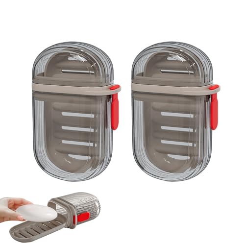 Seifendose Reise, Tragbar Seifenhalter mit Deckel, Kunststoff Seifenbox, Wasserdicht und Auslaufsicher Seifenschale, Duschseifenkiste mit Praktischem Griff, Perfekt für Badezimmer, Ausflüge und Reisen von Yarteim