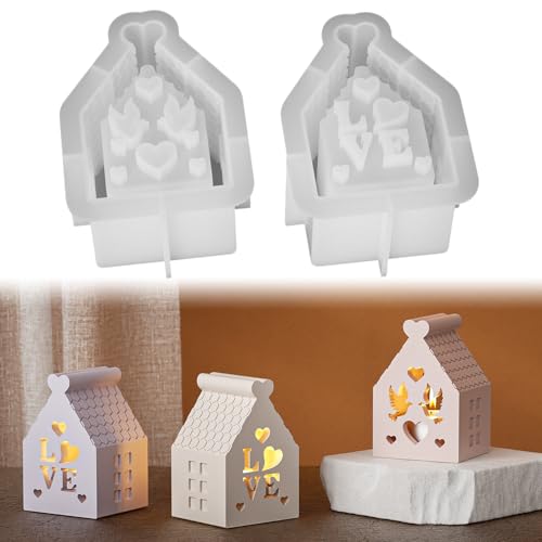 Silikonformen Gießformen Häuser,2 Stück Silikonform Haus mit Vogel Muster,Silikonform Frühling Gießform Häuser Nachtlicht Ornament,Gießform Haus Gipsformen zum Gießen Gießformen Silikon Frühling (02) von Yarteim