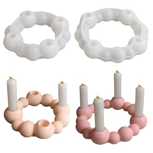 Silikonformen Gießformen Kerzenhalter, 4 Löcher Silikonform Kerzenhalter, DIY Stabkerzenhalter Kerzenformen Zum Gießen, Gießformen Silikon Gießform Kerzenhalter Giessform Silikon für Gips Kerzen von Yarteim