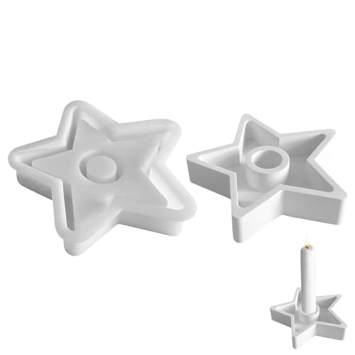 Silikonformen Gießformen Kerzenhalter Stern,Silikonform Kerzenhalter Stern, Kerzenformen Zum Gießen,DIY Pentagramm Gießform Kerzenhalter,Harz Epoxid Stabkerzenhalter Silikonform für DIY Kerzenständer von Yarteim