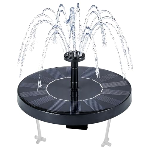 Solar Springbrunnen für Außen,2025 Neue Solar Teichpumpe mit 7 Düsen und 4 Fixe Rohre,Solarbrunnen für Draussen,Solar Wasserpumpe Solar Schwimmender Fontäne Pumpe für Garten,Teich,VogelBad von Yarteim