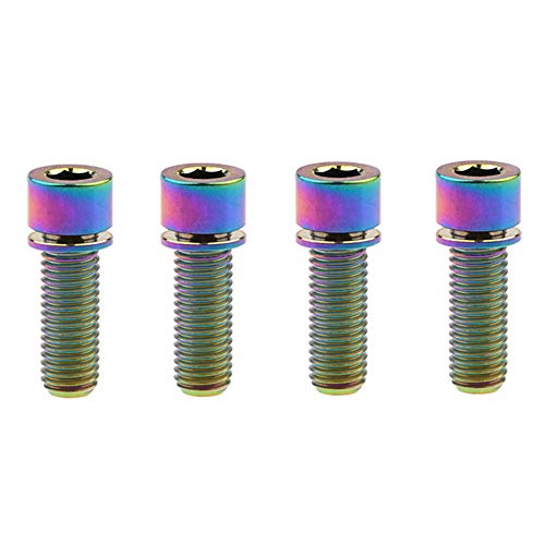 Yaruijia Titan-Bolzen M7 x 20 mm M7 x 25 mm Innensechskantschrauben mit Unterlegscheibe für Fahrradteile, 4 Stück (M7 x 25 mm, Regenbogen) von Yaruijia