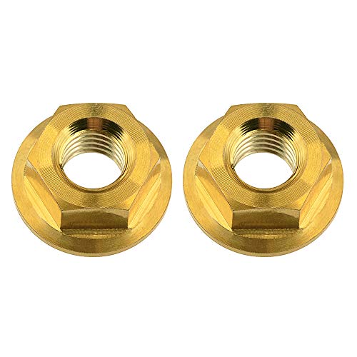 Yaruijia Titan DIN6923 Flansch-Sechskantmutter M14 Steigung 1,25 mm/1,5 mm, 2 Stück (M14 x 1,25 mm, Gold) von Yaruijia