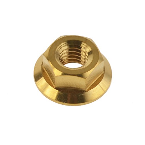 Yaruijia Titan DIN6923 M5/M6/M8/M10/M12/M14 Flansch Sechskantmutter für Fahrrad Motorrad Teile (M8 x 1,25 mm, Gold) von Yaruijia