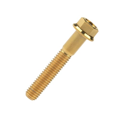 Yaruijia Titan-Schrauben M6 x 10 15 20 25 30 35 40 45 50 55 60 65 mm kleiner Flansch-Sechskantkopf-Schrauben Raster 1,0 mm (M6 x 45 mm, Gold) von Yaruijia