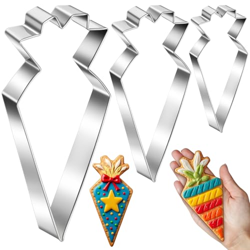 Yaryang 3 Größe Schultüte Ausstecher Edelstahl Einschulung Ausstechformen Schulanfang Keksausstecher Plätzchen Ausstecher Zuckertüte Backform für 1. Schultag Schuleinführung (9, 11, 15 cm) von Yaryang