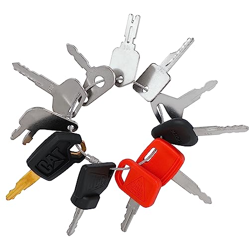 Yasashii 11-teiliges Schlüssel-Set für schwere Baugeräte, passend für Cat, JD, Case, Komatsu, Hyster, Kubota, JCB, Bobcat, Daewoo, Toyota und mehr, Master Zündschlüssel für Arbeiter und Opeartoren von Yasashii