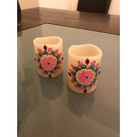 Henna Candles 2x3 Led-Kerzen | 2Er-Set - Top Border Und Front Designs Henna Candles 2x3 Led-Kerzen | 2Er-Set - Top Border Und Front Designs von YashdaaArt