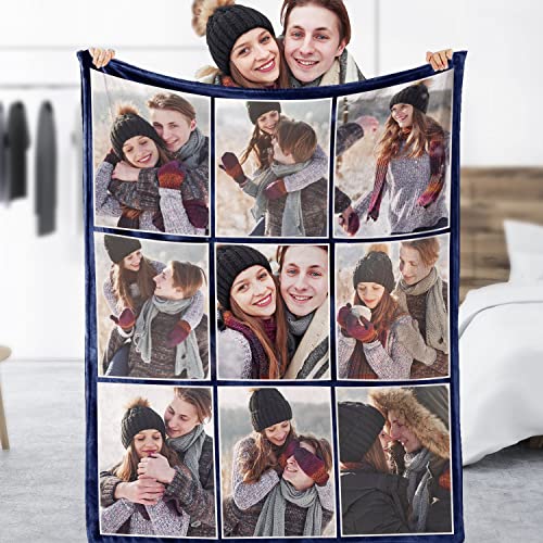 Benutzerdefinierte Decke mit Fotos, individuelle Bilddecke, Flanell-Überwurf, weiche Decke für Erwachsene, Kinder, Freunde, Geburtstagsgeschenk, Kinderzimmerdecken, 9 x Fotos, 1 von Yasion