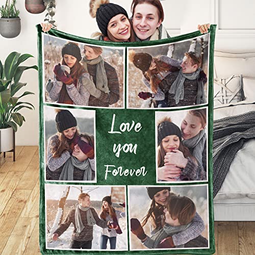 Benutzerdefinierte Decke mit Textfotos, personalisierte personalisierte Bilddecken für beste Freundin, Bestie, Schwester, BFF, Weihnachten, Geburtstag, Geschenke, Kinderzimmer, Decken, 6 x Fotos, 1 von Yasion