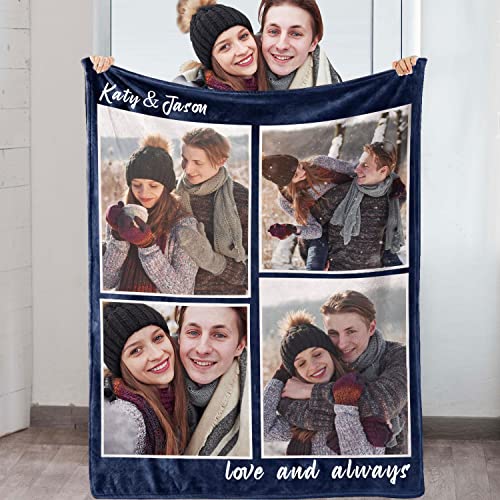 Yasion Personalisierte Decke Fotodecke Decke Mit Foto Beste Freundin Geschenke Personalisiert Geschenkg FüR Freundin MäNner Freundin Tochter Decke Mit äRmeln-YS685-4*Photos-1 von Yasion