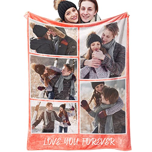 Yasion Personalisierte Decke Fotodecke Decke Mit Foto Beste Freundin Geschenke Personalisiert Geschenkg FüR Freundin MäNner Freundin Tochter Decke Mit äRmeln-YS687-5*Photos-1 von Yasion