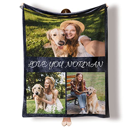 Yasion Personalisierte Decke Fotodecke Decke Mit Foto Beste Freundin Geschenke Personalisiert Geschenkg FüR Freundin MäNner Freundin Tochter Decke Mit äRmeln-YS705-3*Photos-1 von Yasion