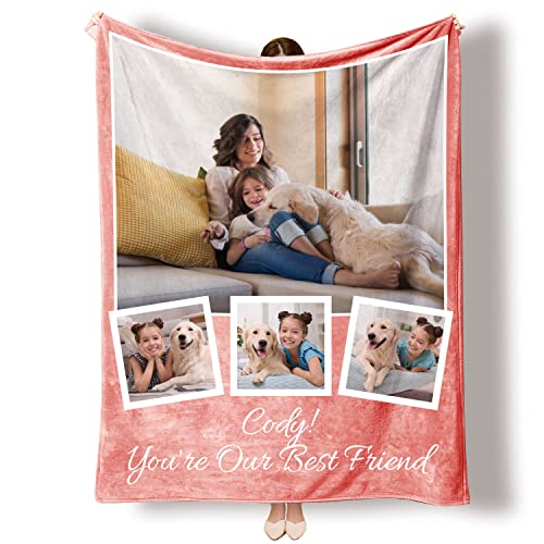 Yasion Personalisierte Decke Fotodecke Decke Mit Foto Beste Freundin Geschenke Personalisiert Geschenkg FüR Freundin MäNner Freundin Tochter Decke Mit äRmeln-YS728-4*Photos-2 von Yasion