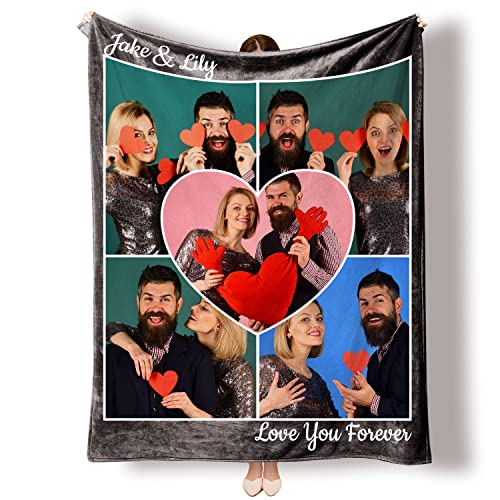 Yasion Personalisierte Decke Fotodecke Decke Mit Foto Beste Freundin Geschenke Personalisiert Geschenkg FüR Freundin MäNner Freundin Tochter Decke Mit äRmeln-YS731-5*Photos-3 von Yasion