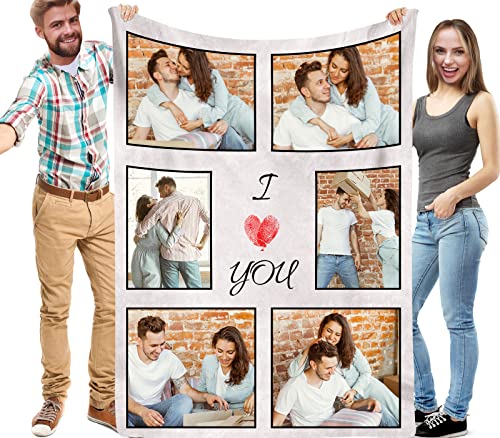 Yasion Personalisierte Decke Fotodecke Decke Mit Foto Beste Freundin Geschenke Personalisiert Geschenkg FüR Freundin MäNner Freundin Tochter Decke Mit äRmeln-YS735-6*Photos-2 von Yasion