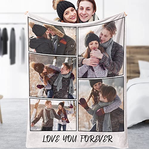 Yasion Personalisierte Decke mit Foto, Personalisierte Decke mit Bild für Familie Mama Papa Baby Paare, Personalisierte Decke-YS586-5*Photos-1 von Yasion