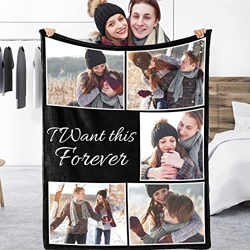 Yasion Personalisierte Decke mit Foto, Personalisierte Decke mit Bild für Familie Mama Papa Baby Paare, Personalisierte Decke-YS587-5*Photos-2 von Yasion