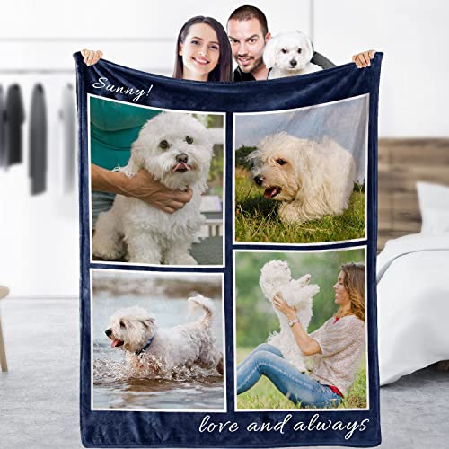 Yasion Personalisierte Decke mit Foto Text Personalisierte Flanell Collage Decke Launch Decken für Familie Weihnachten Geburtstag Geschenk Valentinstag-YS594-4*Photo von Yasion