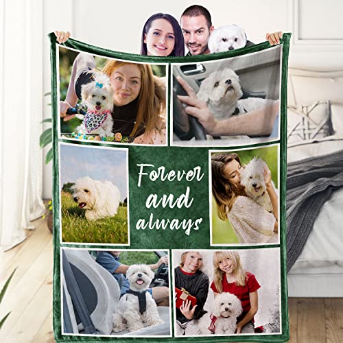 Yasion Personalisierte Decke mit Foto Text Personalisierte Flanell Collage Decke Launch Decken für Familie Weihnachten Geburtstag Geschenk Valentinstag-YS597-6*Photo von Yasion