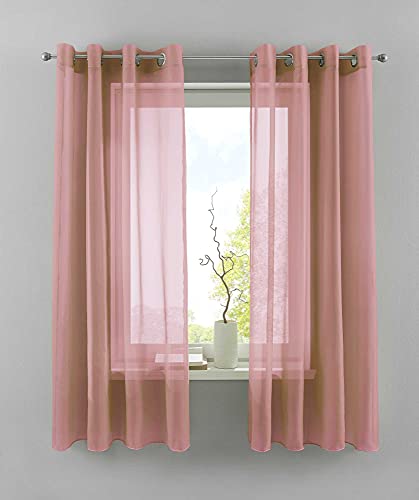 YASMIN 2er Set Ösengardinen HxB 175x140 cm Altrosa Transparent »Basel« Gardine Bleiband Store Vorhang, 20332TR2 von YASMIN