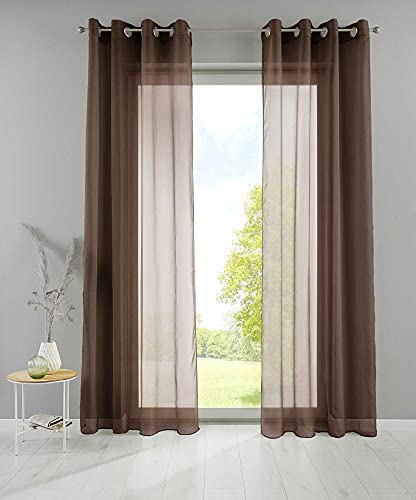 YASMIN 2er Set Ösengardinen HxB 245x140 cm Braun Transparent »Basel« Gardine Bleiband Store Vorhang, 20332TR2 YASMIN 2er Set Ösengardinen HxB 245x140 cm Braun Transparent »Basel« Gardine Bleiband Store Vorhang, 20332TR2 von YASMIN