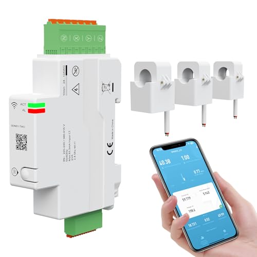 eMylo 3-Phasen Smart Wifi Energy Meter 80A Echtzeit-Überwachung Meter mit Split Core Stromwandler Stromverbrauch Stromzähler Überlastungsschutz für Haus/Wohnung, Smart life Tuya App Control von Yasorn