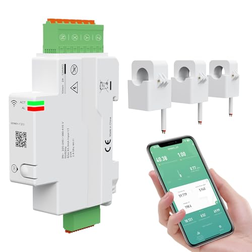 eMylo 3-Phasen Smart Zigbee Energy Meter 80A Echtzeit-Überwachung Meter mit Split Core Stromwandler Stromverbrauch Stromzähler Überlastungsschutz für Haus/Wohnung,Support Zigbee2Mqtt Smart life Tuya von Yasorn