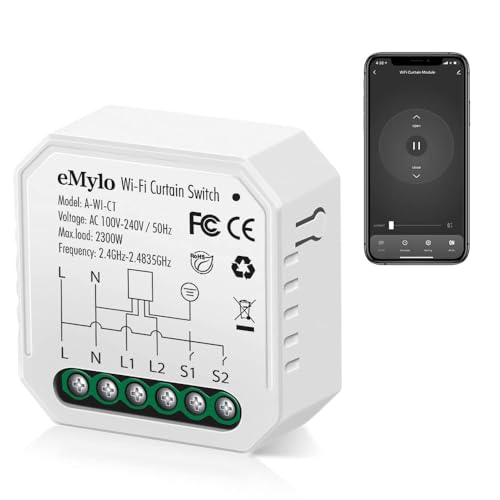 eMylo Mini Smart Wifi Vorhangschalter Drahtlose Fernbedienung Vorhangschalter AC 220V Eingebautes Relaismodul 10A DIY Timer Sprachsteuerung Doppelrelais für motorisierten Vorhang, Jalousien, Rollladen eMylo Mini Smart Wifi Vorhangschalter Drahtlose Fernbedienung Vorhangschalter AC 220V Eingebautes Relaismodul 10A DIY Timer Sprachsteuerung Doppelrelais für motorisierten Vorhang, Jalousien, Rollladen von Yasorn