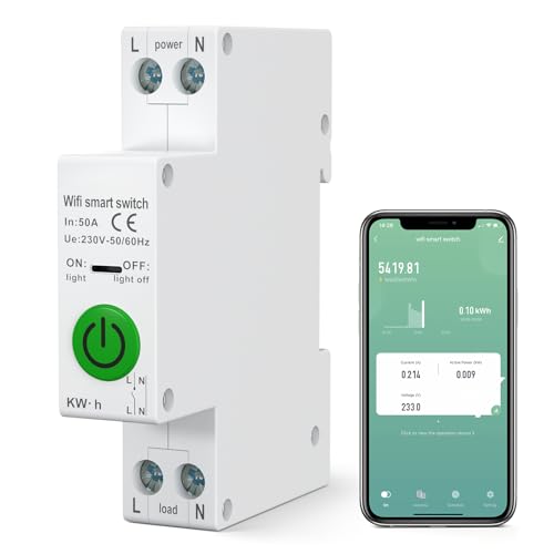 eMylo Smart Circuit Breaker, WIFI Energie Monitor Messgerät AC 220V 50A 1P DIN Rail Switch Power Consumption Monitor Meter, Unterstützung Alexa, Tuya Smart life APP Fernbedienung eMylo Smart Circuit Breaker, WIFI Energie Monitor Messgerät AC 220V 50A 1P DIN Rail Switch Power Consumption Monitor Meter, Unterstützung Alexa, Tuya Smart life APP Fernbedienung von Yasorn