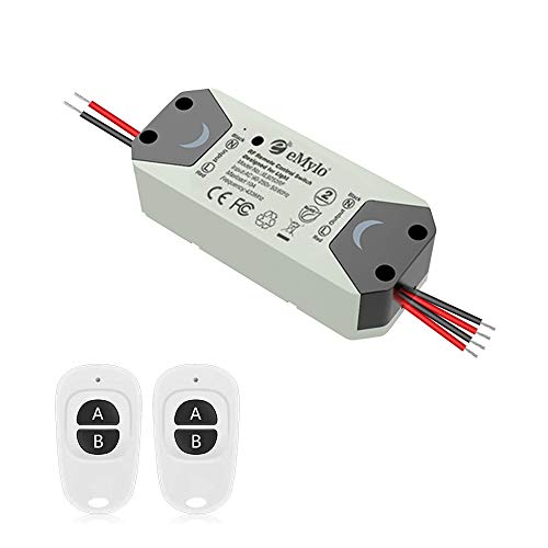 eMylo Smart Relaisschalter Wireless RF DC 12V Zwei 2-Kanal-Fernsteuerungsschalter 5V-24V HF-Relaisschalter Home Automation 433 MHz mit zwei Sendern 1 Packung von Yasorn