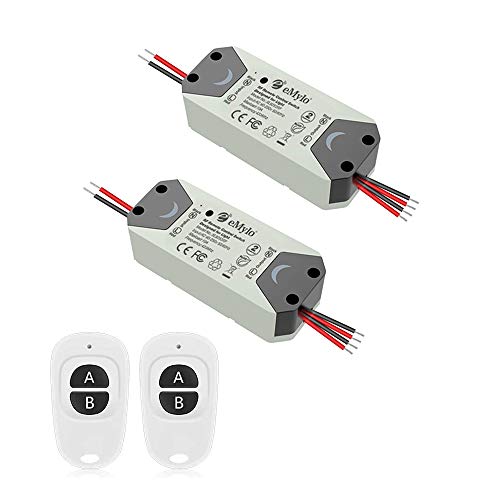 eMylo Smart Relaisschalter Wireless RF DC 12V Zwei 2-Kanal-Fernsteuerungsschalter 5V-24V HF-Relaisschalter Home Automation 433 MHz mit zwei Sendern 2 Packung von Yasorn