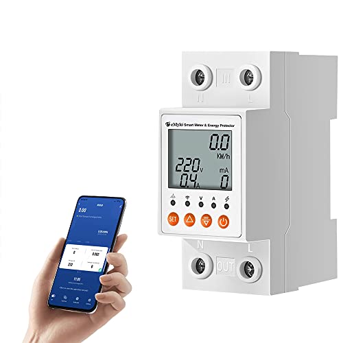 eMylo Smart WIFI Energiemessgerät, Einphasiger DIN-Schienen LCD-Digitalzähler, Leckage-Schutzschalter Schalter AC 80-400V, Strom Stromverbrauch Monitor Meter, Unterstützung Alexa APP Fernbedienung eMylo Smart WIFI Energiemessgerät, Einphasiger DIN-Schienen LCD-Digitalzähler, Leckage-Schutzschalter Schalter AC 80-400V, Strom Stromverbrauch Monitor Meter, Unterstützung Alexa APP Fernbedienung von Yasorn