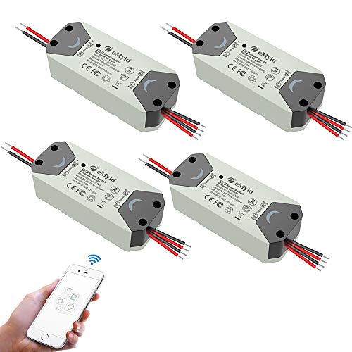 eMylo Smart WiFi Lichtschalter Wireless Relay Switch 220V Zwei 2-Kanal Tuya Modul 90-250V Fernbedienung Home Automation Timer kompatibel mit Alexa Echo Google-Startseite für IOS Android 4 Pack von Yasorn