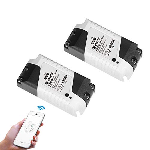eMylo Smart WiFi-Schalter Mini Wireless Relay Lichtschalter AC 220V Smart Life App Fernbedienung Home Automation Timer Kompatibel mit Alexa Echo Google Home IFTTT Unterstützung IOS Android 2 Packungen von Yasorn