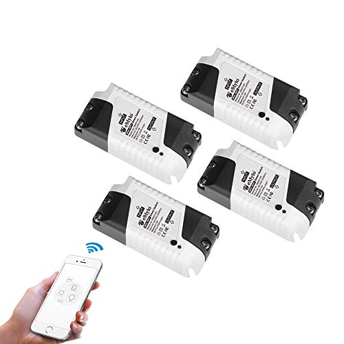 eMylo Smart WiFi-Schalter Mini Wireless Relay Lichtschalter AC 220V Smart Life App Fernbedienung Home Automation Timer Kompatibel mit Alexa Echo Google Home IFTTT Unterstützung IOS Android 4 Packungen von Yasorn