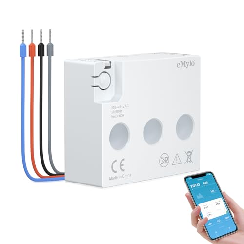 eMylo Smart Wifi Energiemessgerät Mini-Stromverbrauchsmessgerät 99% hohe Genauigkeit 3 Phasen Echtzeit-Stromverbrauchszähler Überlastschutz für Haus/Wohnung, Smart life Tuya App Control von Yasorn
