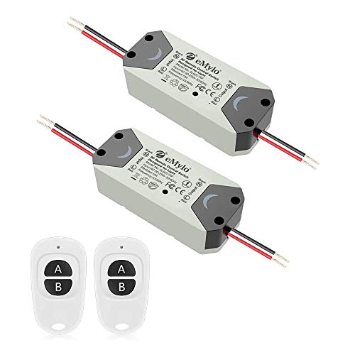 eMylo Smart Wireless RF Fernsteuerungsschalter 220V Relais 1000W Ein 1-Kanal-HF-Relaisschalter 90-250V Home Automation 433 MHz mit zwei Sendern 2 Pack von Yasorn