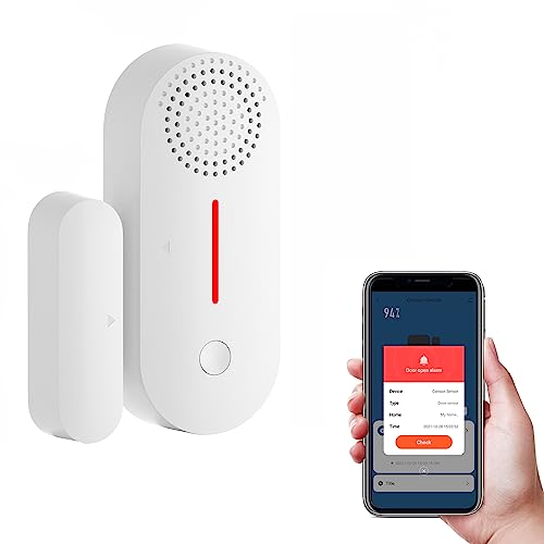 eMylo Türalarm Sensor Fensteralarm, Tuya Wireless Smart WLAN Türalarm mit App Ein/Aus, Lichtalarm, Timer, Fernbedienung für Hausalarmanlagen von Yasorn