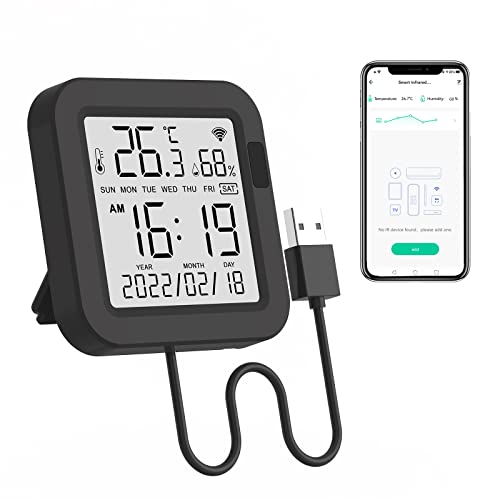 eMylo WiFi Thermometer Hygrometer, Smart IR-Fernbedienung, Universelle IR Fernbedienung kompatibel mit Alexa&Google Assistant, mit Digitaler Temperatur Feuchtigkeit Sensor mit großer Bildschirm eMylo WiFi Thermometer Hygrometer, Smart IR-Fernbedienung, Universelle IR Fernbedienung kompatibel mit Alexa&Google Assistant, mit Digitaler Temperatur Feuchtigkeit Sensor mit großer Bildschirm von Yasorn