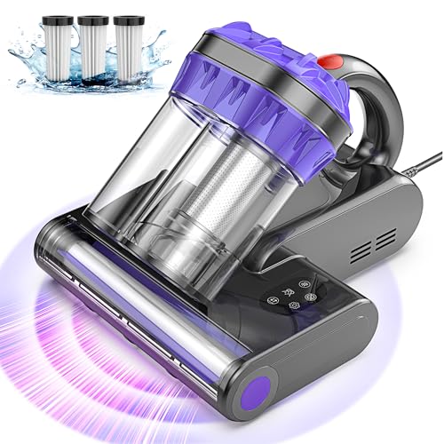 Yassol Milbensauger, Milbenstaubsauger mit UV-Licht & Heißluft für Matratzen, 16Kpa Saugkraft/99,9% Allergen-Entfernung/550W Doppeltasse Handstaubsauger für Matratzen, Sofa, Teppiche, Kinderbett von Yassol