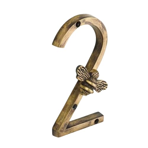 Yately Biene Hausnummer Zeichen, Klassischer Stil 0-9 Metall Hausnummer Zeichen, Hausnummern Für Außen, Adresse Zahlen Für Haus, Briefkasten-Nummern(Gold,2) von Yately