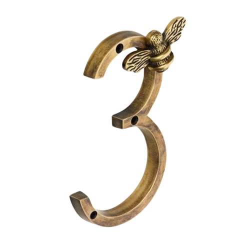 Yately Biene Hausnummer Zeichen, Klassischer Stil 0-9 Metall Hausnummer Zeichen, Hausnummern Für Außen, Adresse Zahlen Für Haus, Briefkasten-Nummern(Gold,3) von Yately