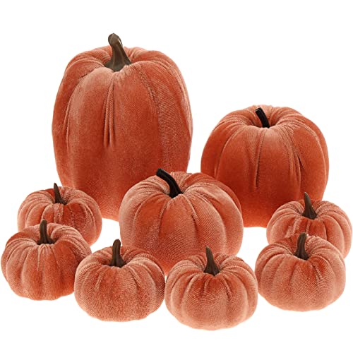 Yatinkim 9 Stück Erntedankfest Sortierte Samt Kürbisse Dekor Kleine Faux Stoff Kürbis Schaumstoff Bulk Handgemachte Moderne Halloween Verschönerung Orange von Yatinkim