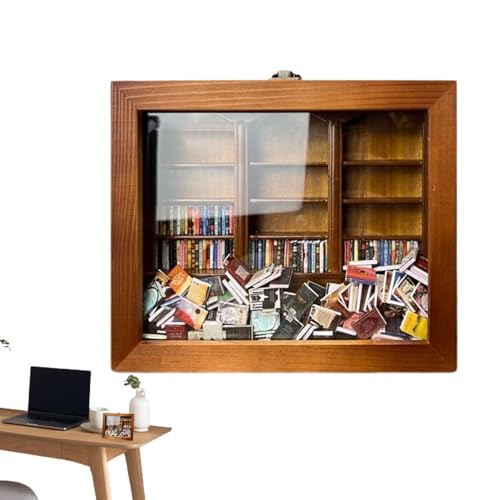 Angst-Bücherregal, Stressabbau-Holzbibliothek, Handgefertigte Miniatur-Buchboxen aus Holz, Desktop-Dekor, Holz-Bücherregal für Weihnachtsdekoration, Dekor zum Entspannen für Jungen, Mädchen, Kinder von Yatlouba